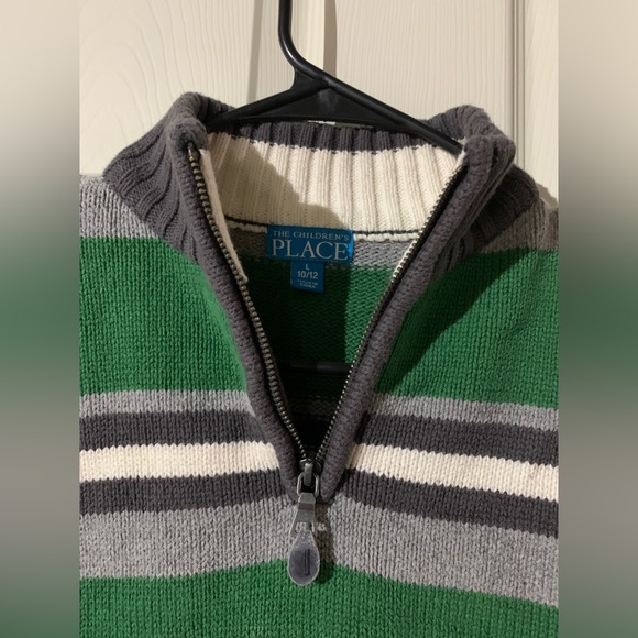 Kids Children’s Place Green Striped Sweater - Picture 4 of 6